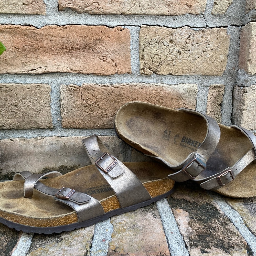 Pre-owned Birkenstock MAYARI In Bronze Sandals Sz 41/10 Women’s